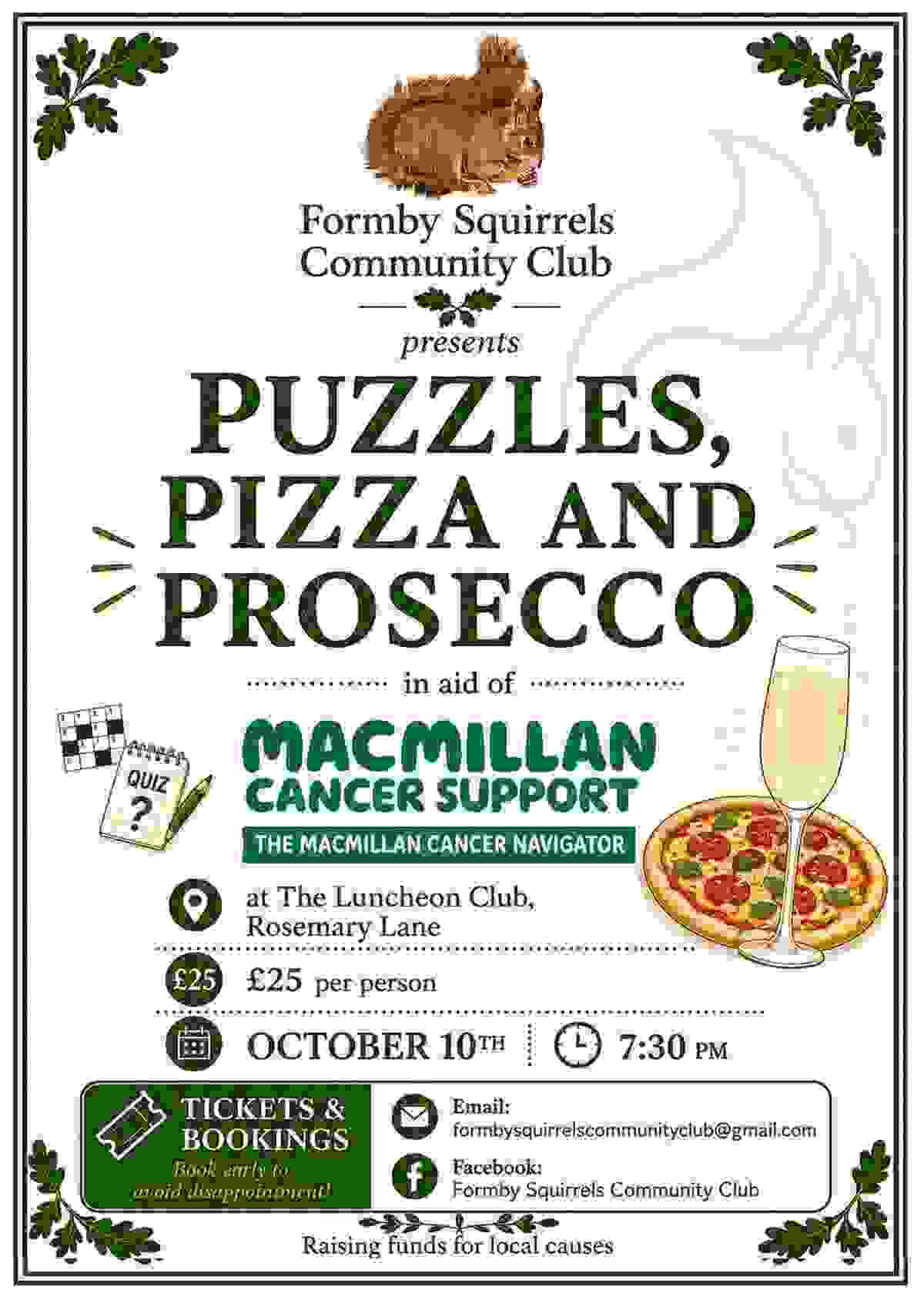 Puzzles, Pizza & Prosecco Night Formby - Macmillan Cancer Support Puzzles, Pizza & Prosecco Night Formby - Macmillan Cancer Support