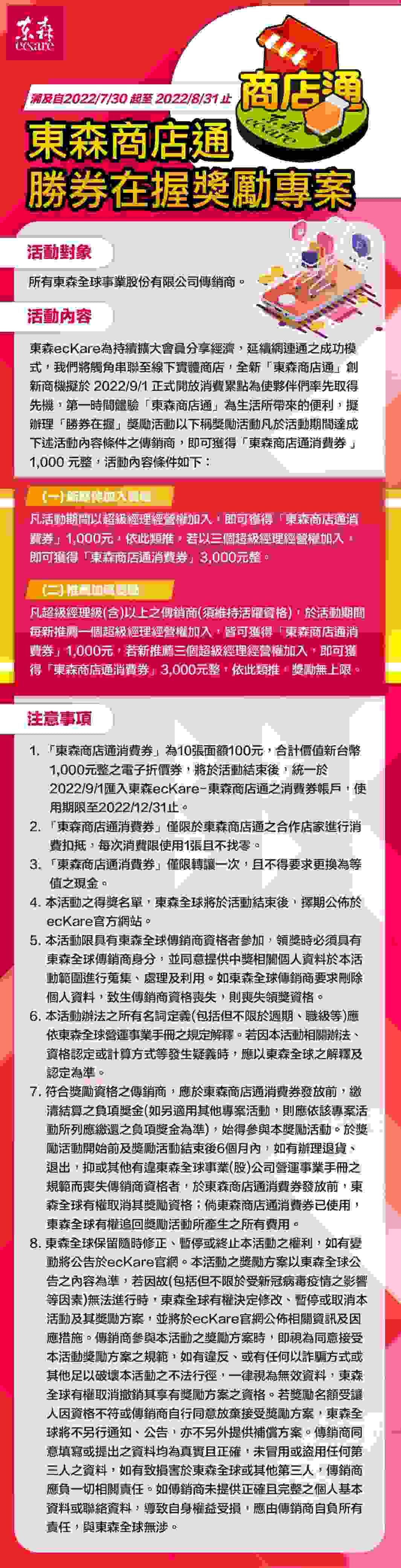 ecKare 東森商店通 勝券在握獎勵專案