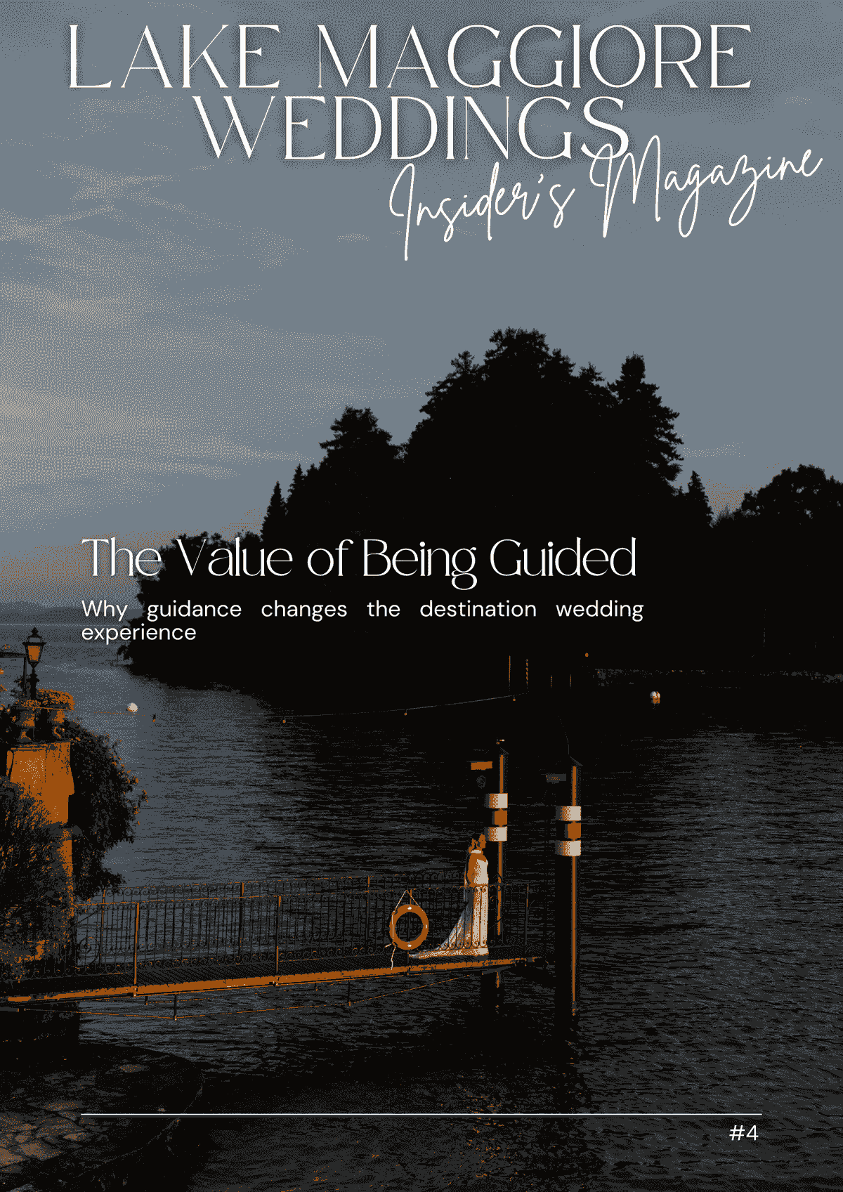 Bride at the sunset on a pier on Lake Maggiore Bride at the sunset on a pier on Lake Maggiore