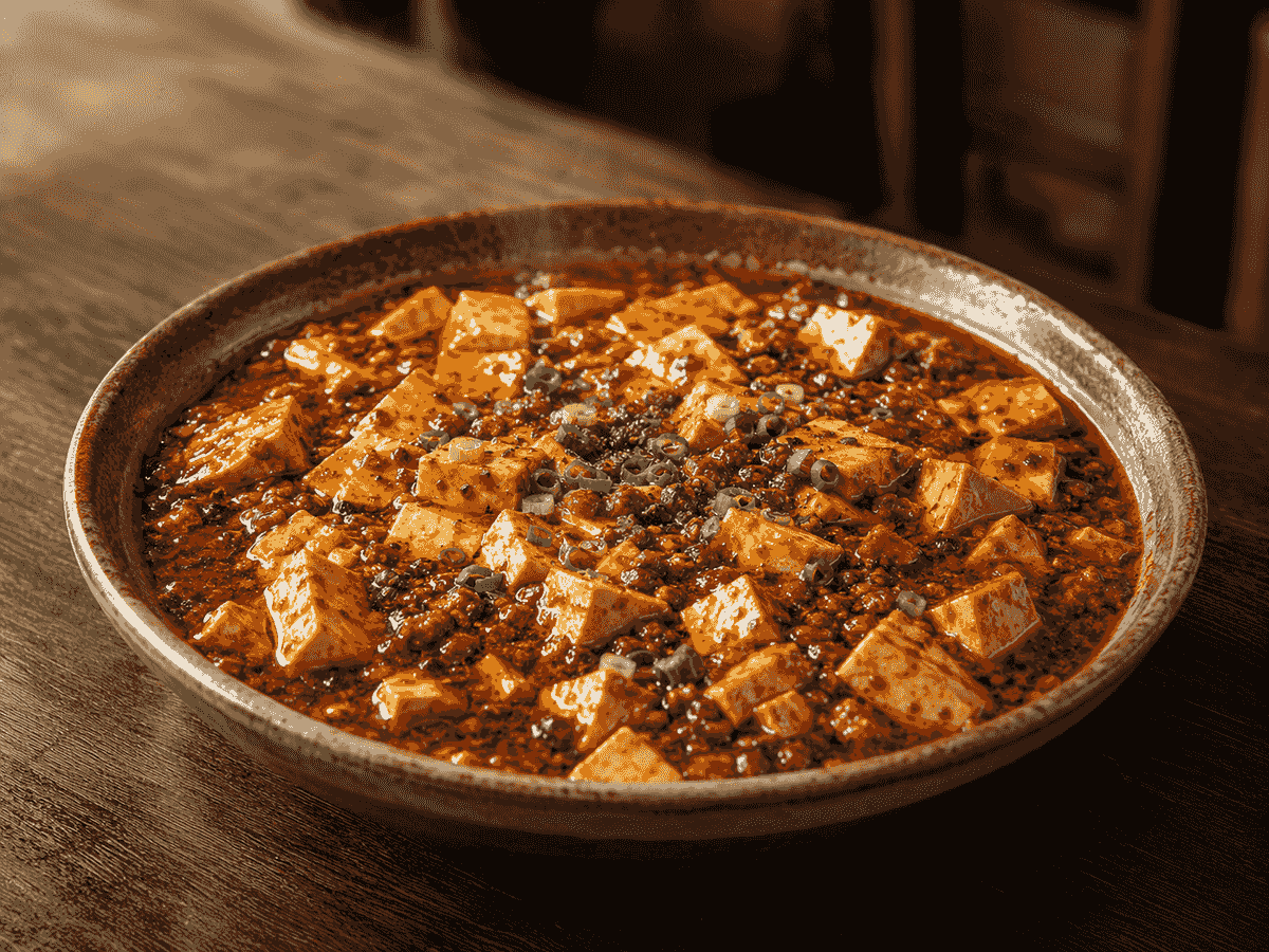 Authentic Chengdu mapo tofu with minced pork, chili bean paste and Sichuan pepper Authentic Chengdu mapo tofu with minced pork, chili bean paste and Sichuan pepper