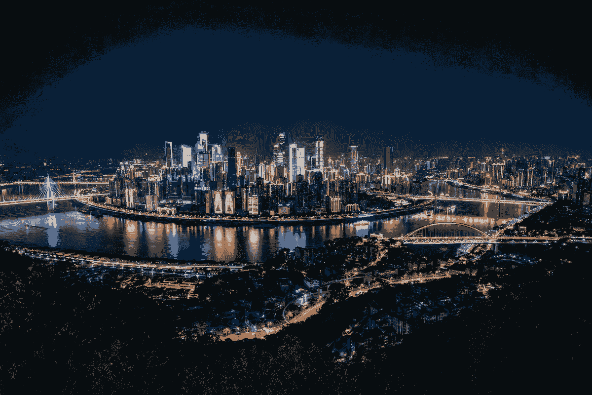 Panoramic night view of Chongqing and the Yangtze River from Nanshan Mountain Panoramic night view of Chongqing and the Yangtze River from Nanshan Mountain
