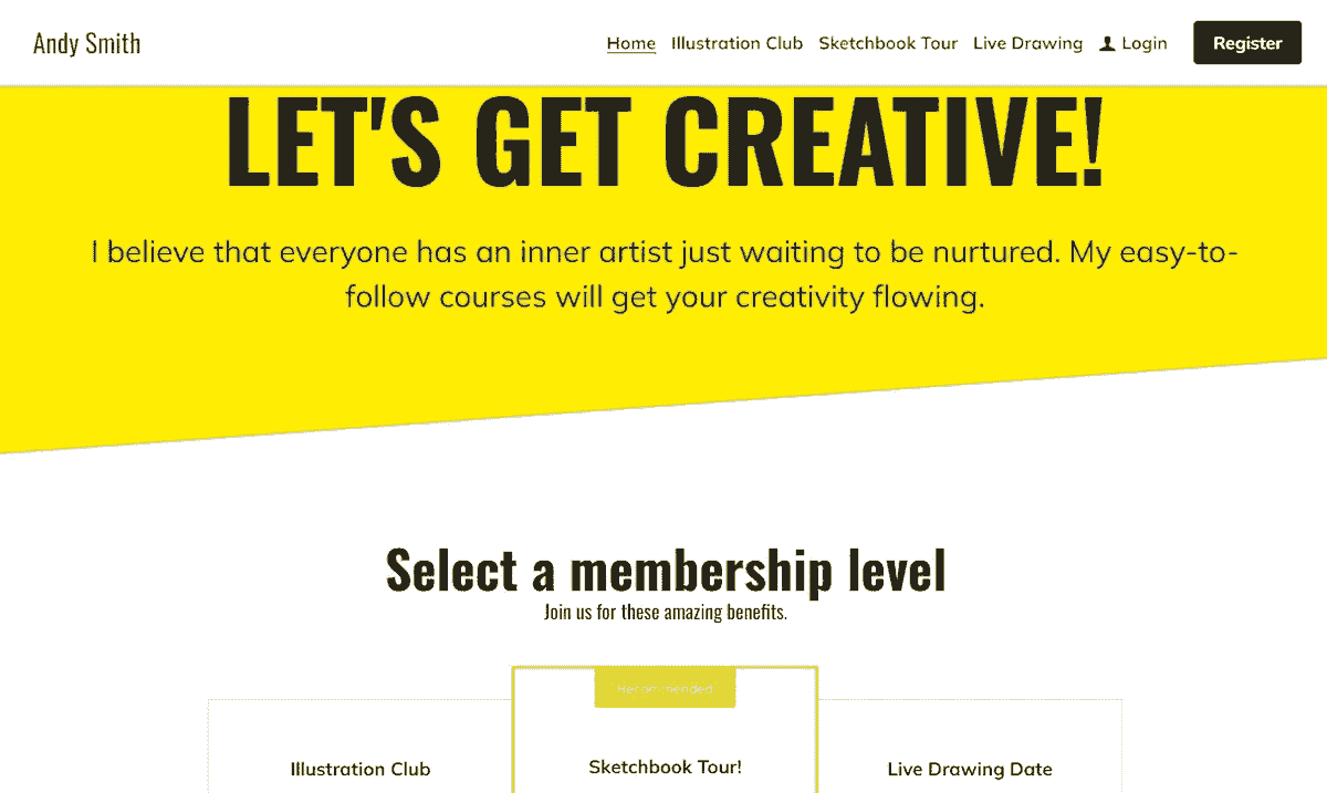 membership landing page design showcasing vibrant visuals and clear CTAs