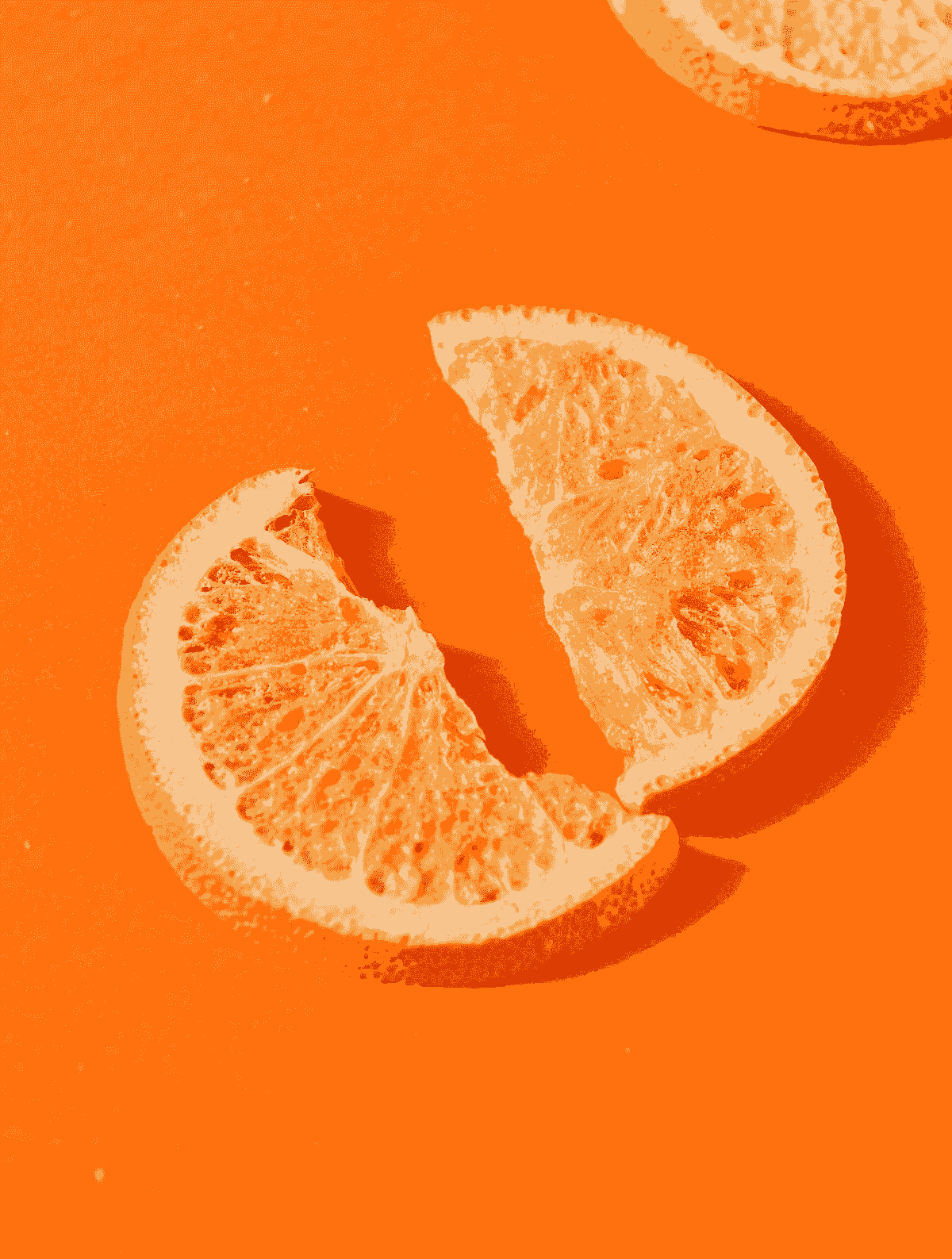 Vibrant display of freeze dried orange slices