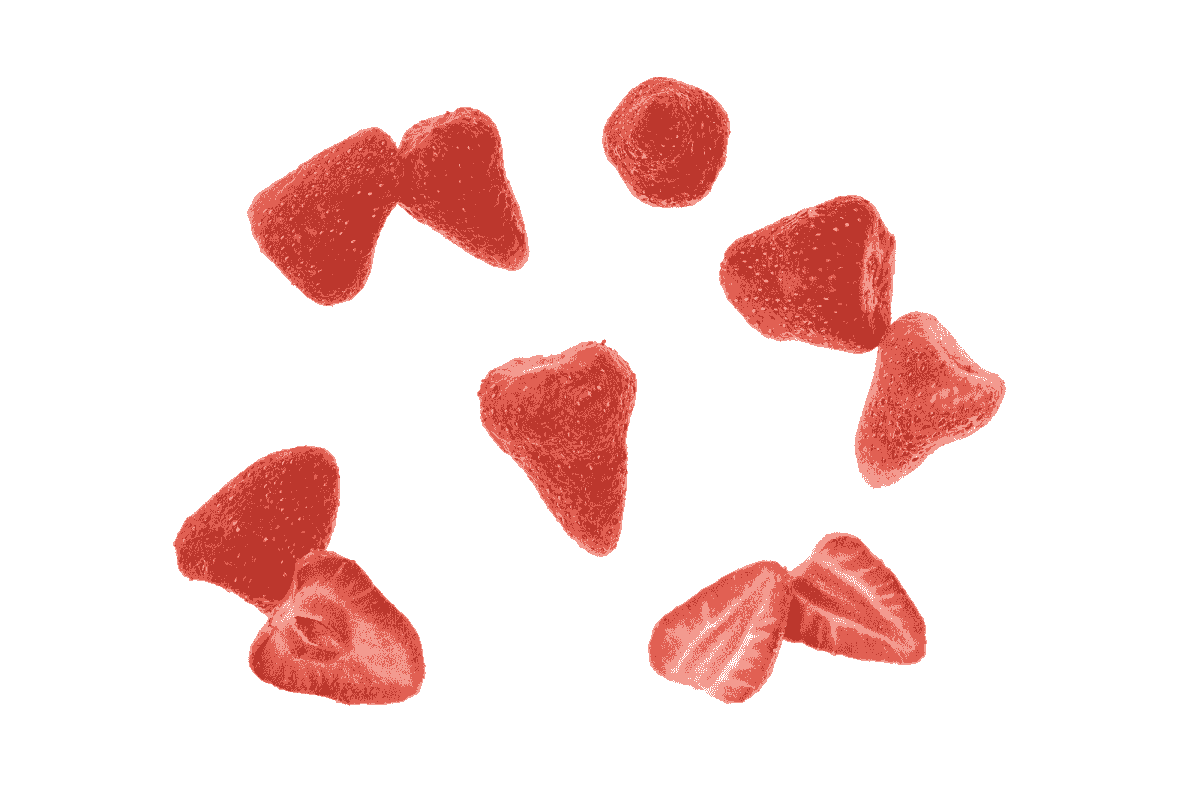 freshly prepared freeze dried strawberry snacks