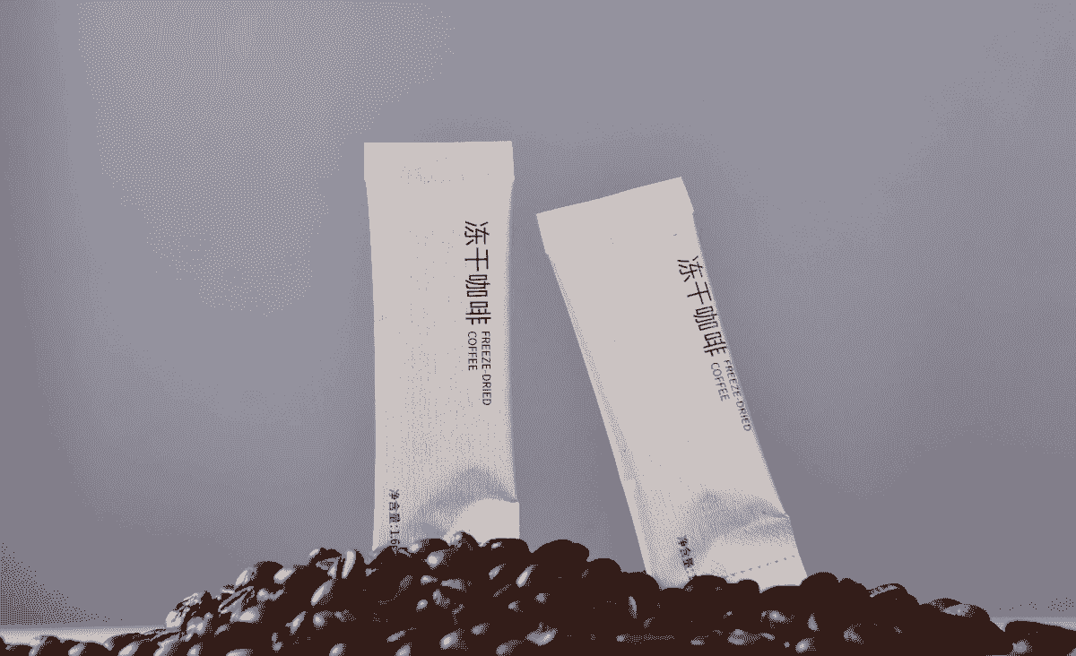 freshly prepared freeze dried instant coffee granules in a cozy kitchen