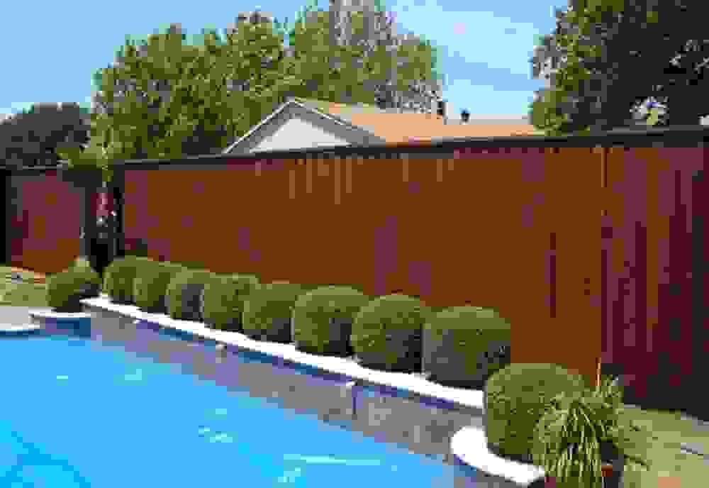 Stylish timber pool fencing enhancing safety around swimming area