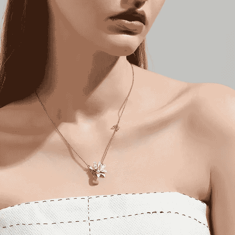 Stylish orange fruit necklace highlighting its vibrant design