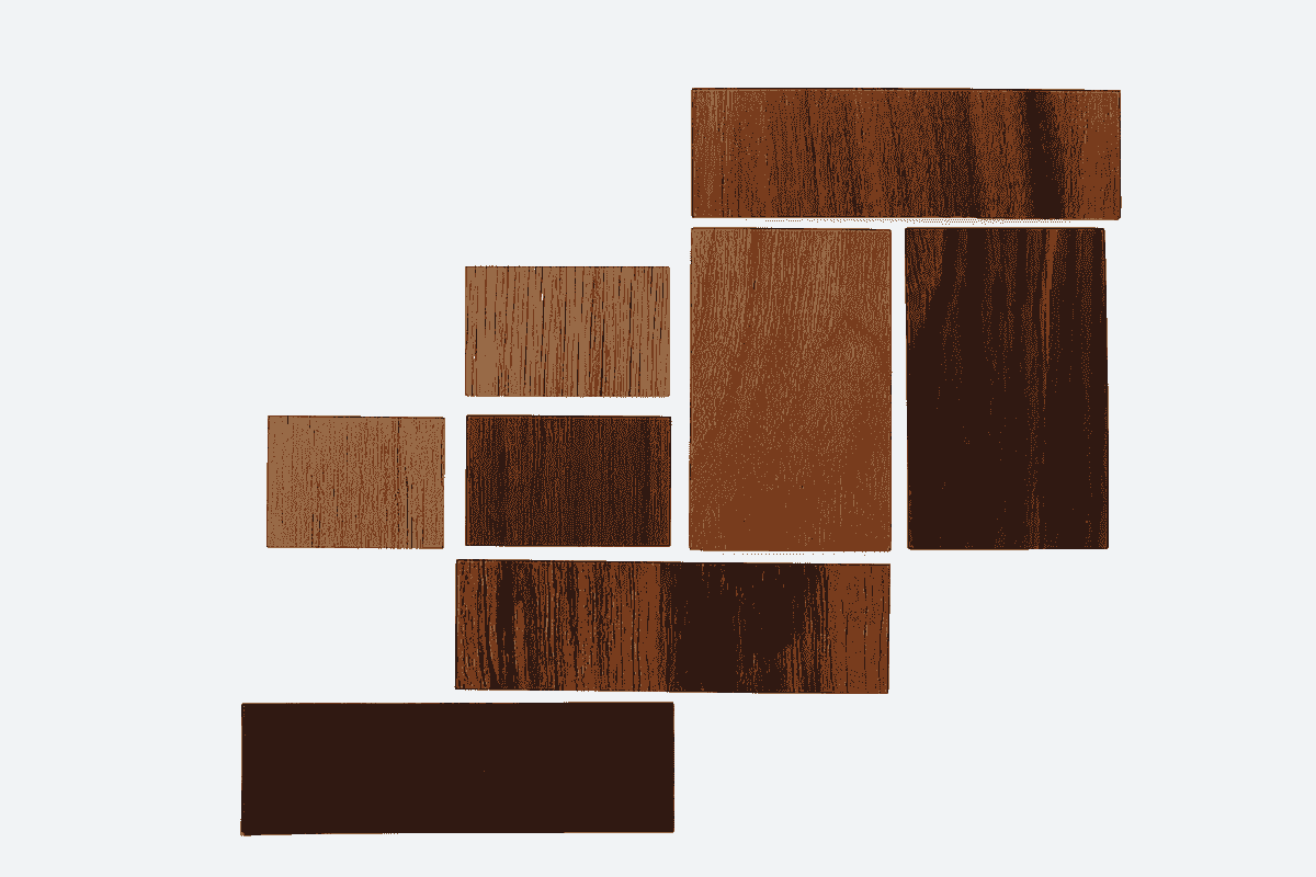 Different types of timber decking boards including softwood and hardwood.