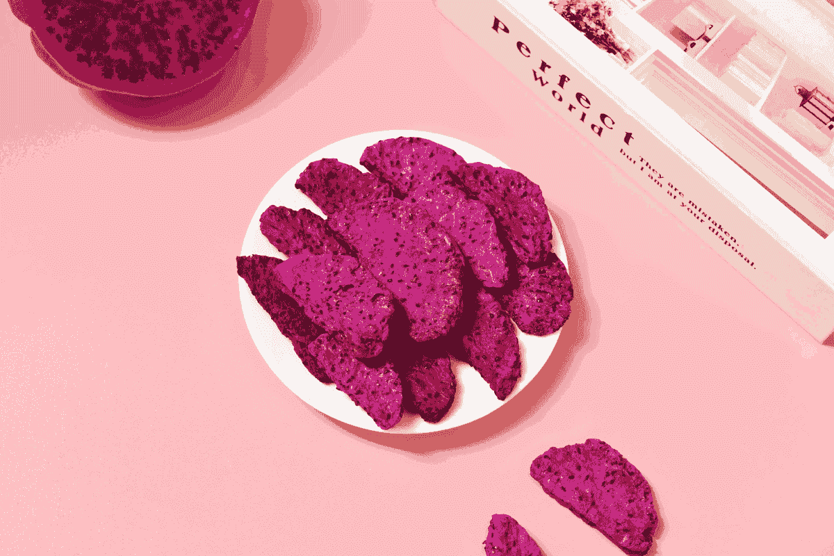 Delicious freeze dried dragonfruit pieces ready for culinary use