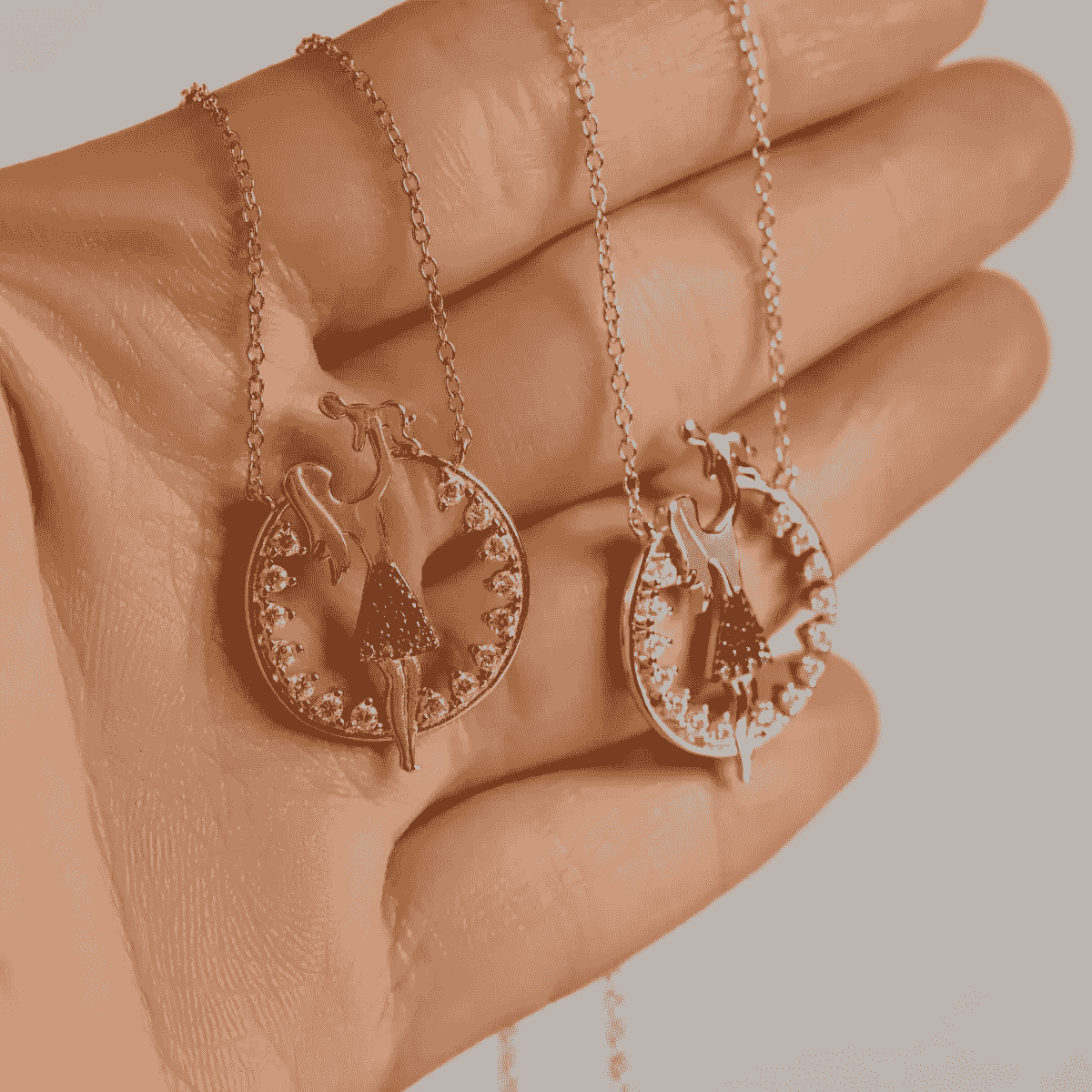 beautiful mother daughter matching necklaces shining together