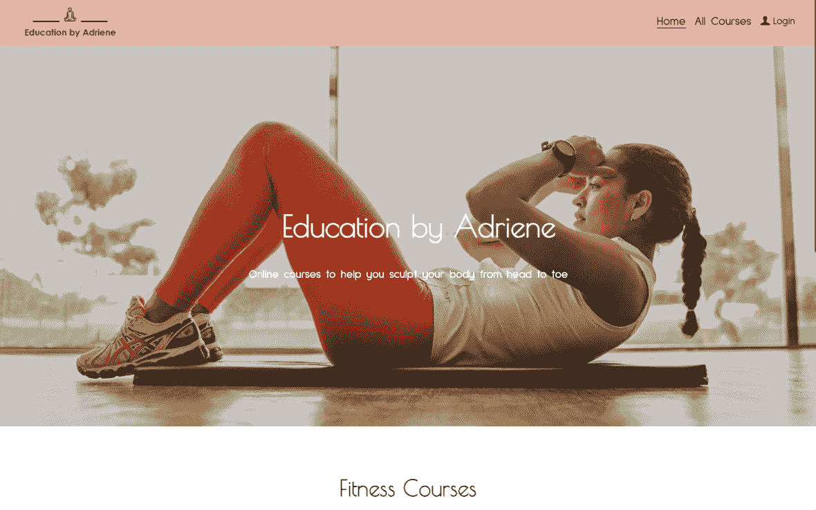 designing a homepage for a fitness coach with clear navigation