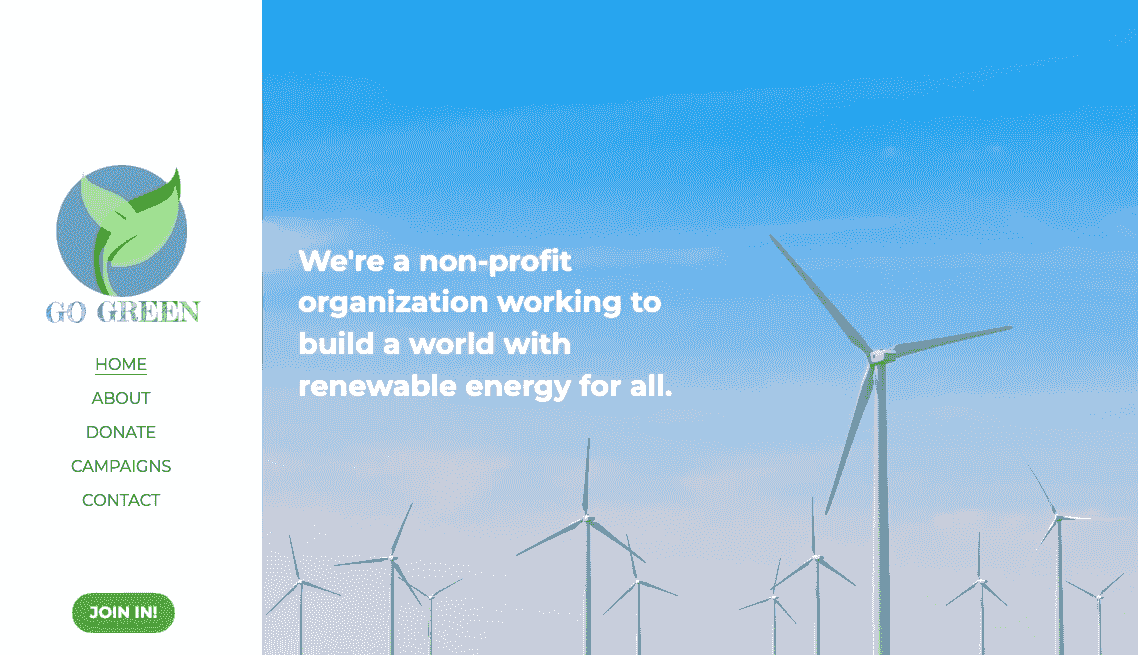 designing a homepage for a nonprofit focusing on environmental initiatives
