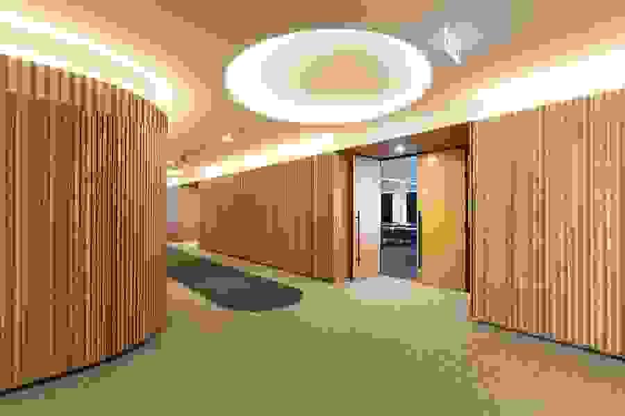 Stylish interior timber cladding enhancing warmth and aesthetics.