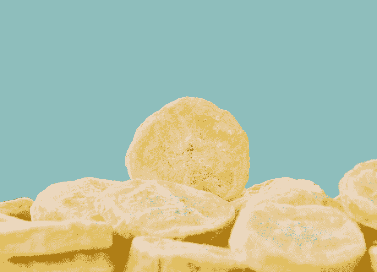 Delicious freeze dried banana slices perfect for snacking.