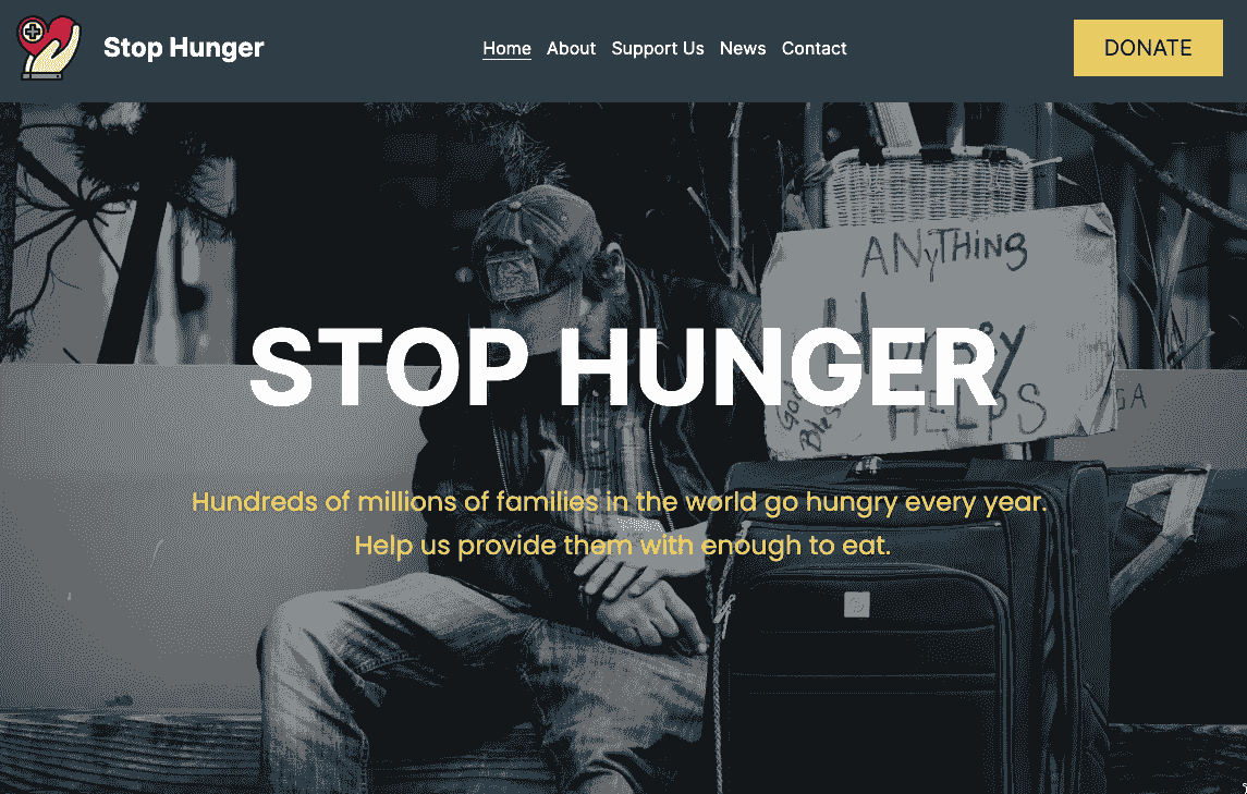 designing a homepage for a nonprofit focused on food security