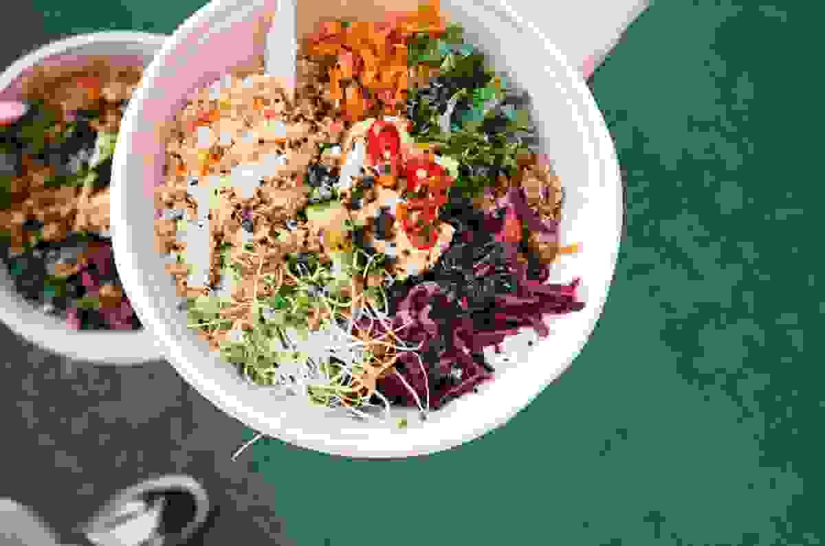 Clamshell food containers showcasing fresh ingredients