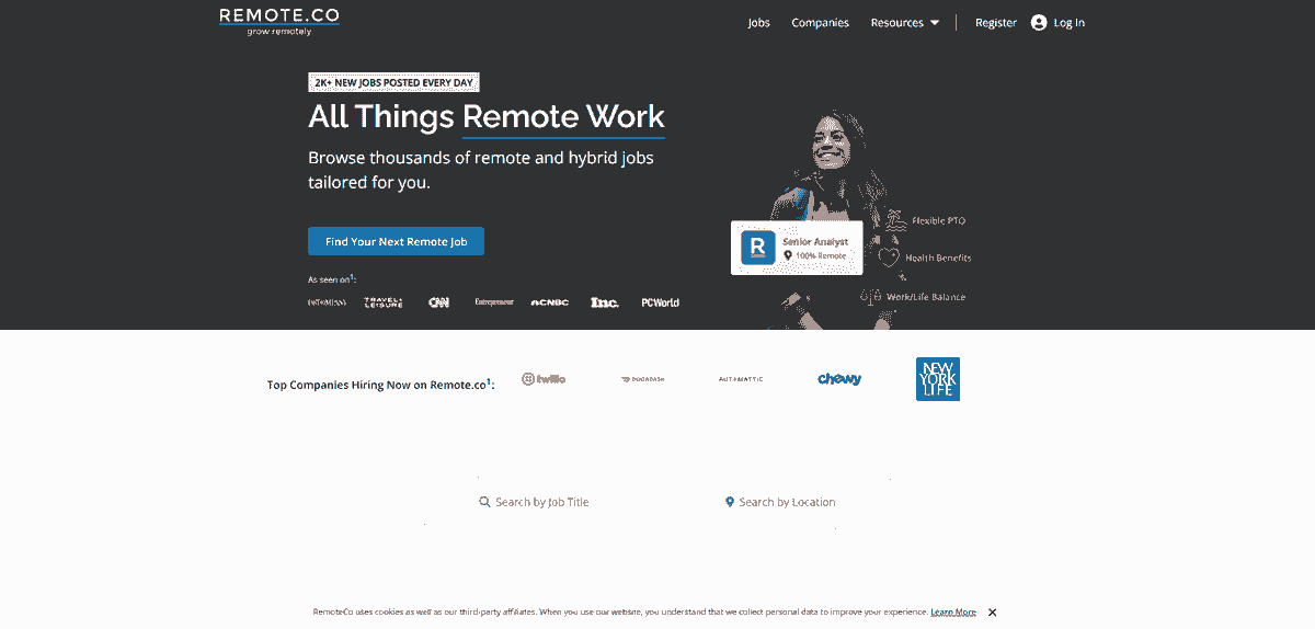 website for freelance copywriters showcasing diverse project options