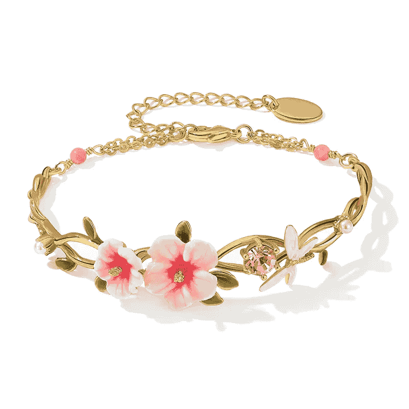 Stunning gold plated rose flower bracelet representing flower bracelet luxury.