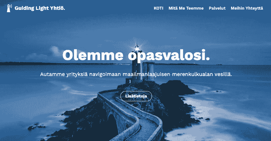Ohjaava valomalli, jossa on yksinkertainen otsikko