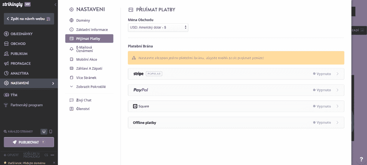 Přidejte platební metody pro prodej nábytku online