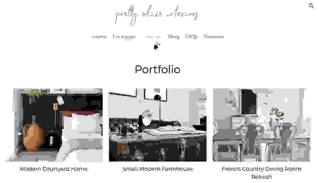 Site-ul Pretty Olive arată portofoliul