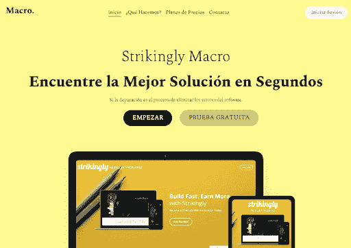 Macro - Plantilla de Strikingly