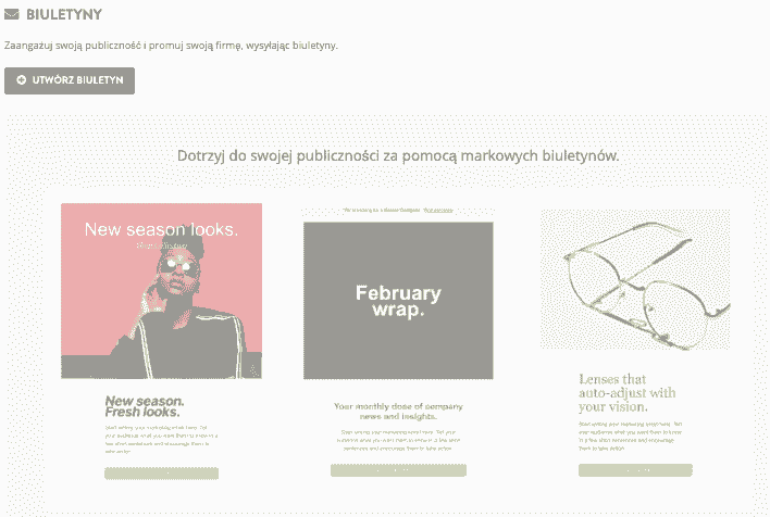 Strikingly - funkcja biuletynu