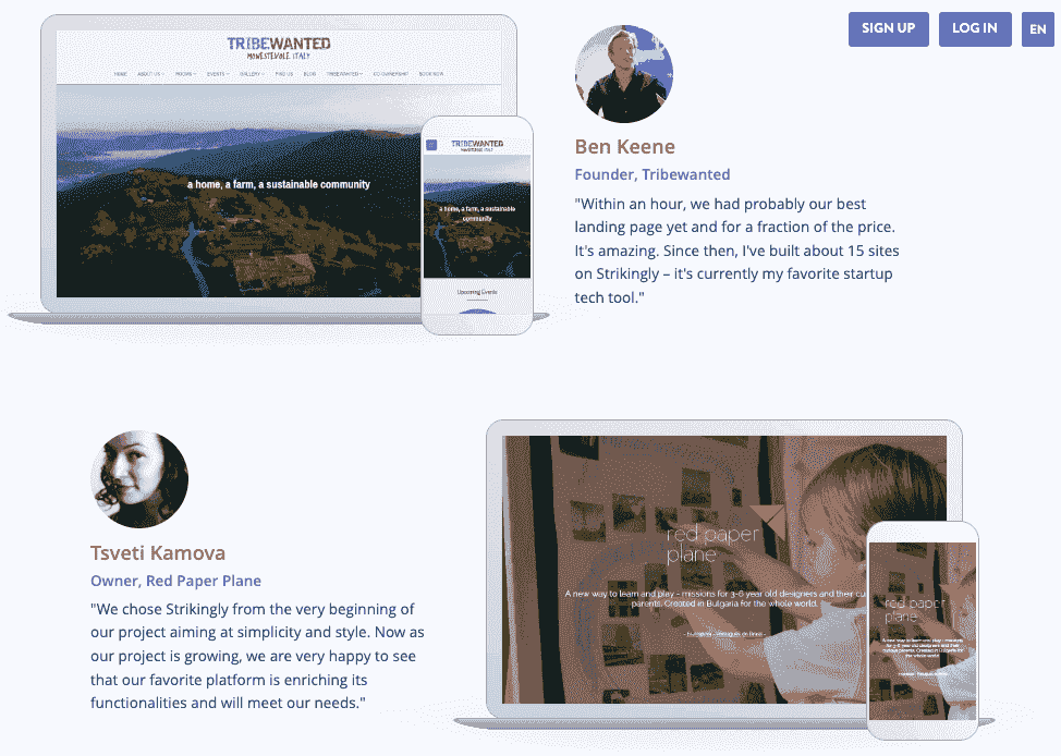 Página de destino impressionante mostrando sites responsivos