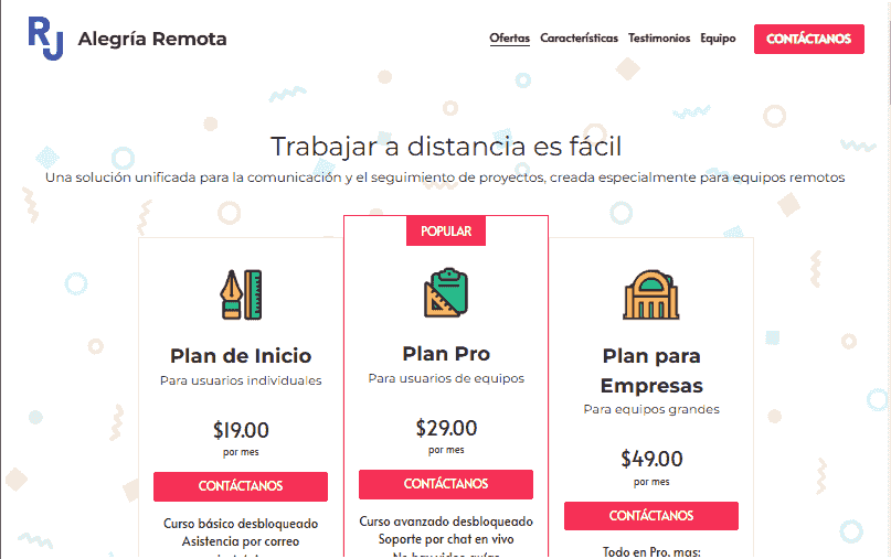 Plantilla de alegría remota de Strikingly