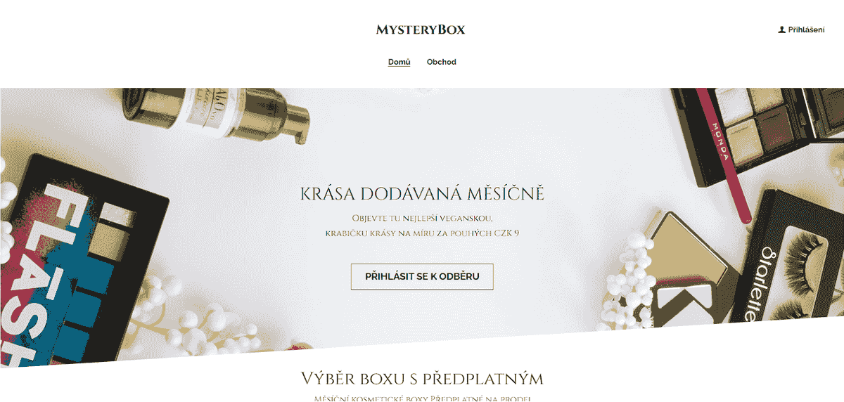 Šablona online obchodu Mystery Box od společnosti Strikingly