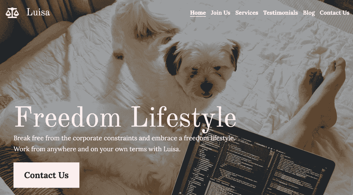 Plantilla de estilo de vida libre de Strikingly