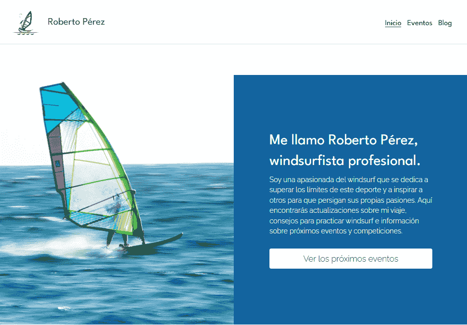 Plantilla Windsurfer de Strikingly