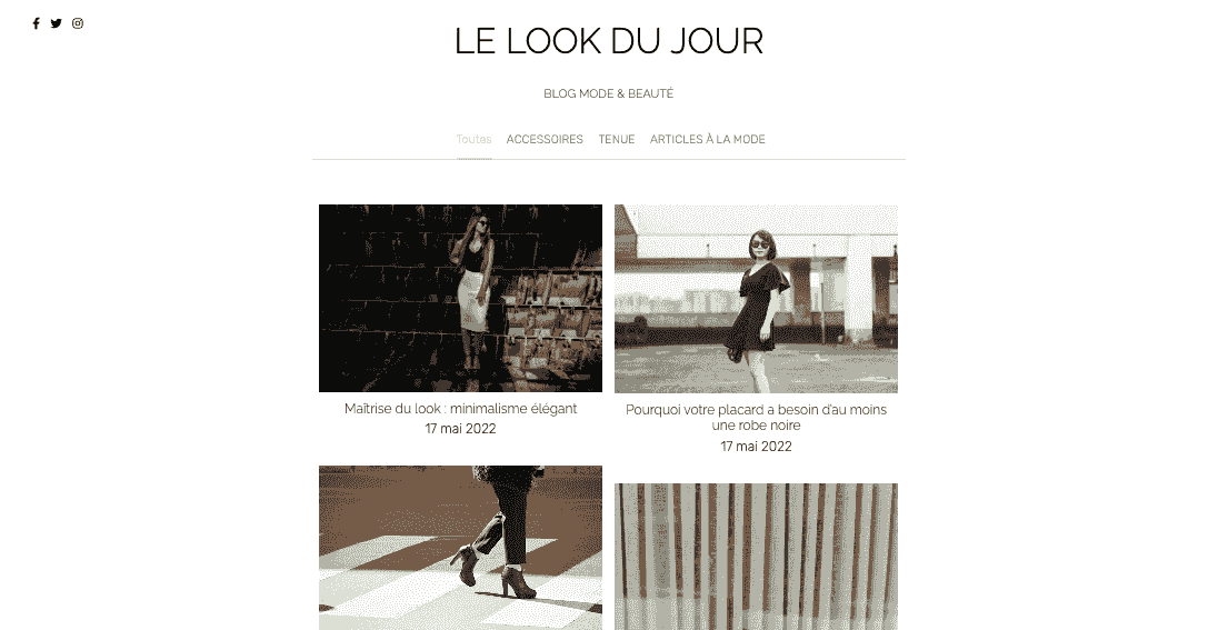 Le look du jour : un modèle Strikingly pour le succès des blogs de vente au détail