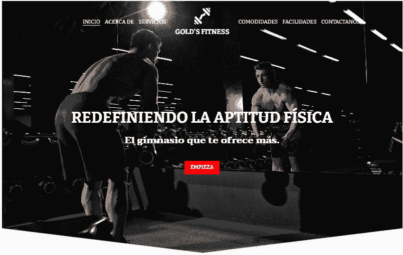 Plantilla de fitness de Gold de Strikingly