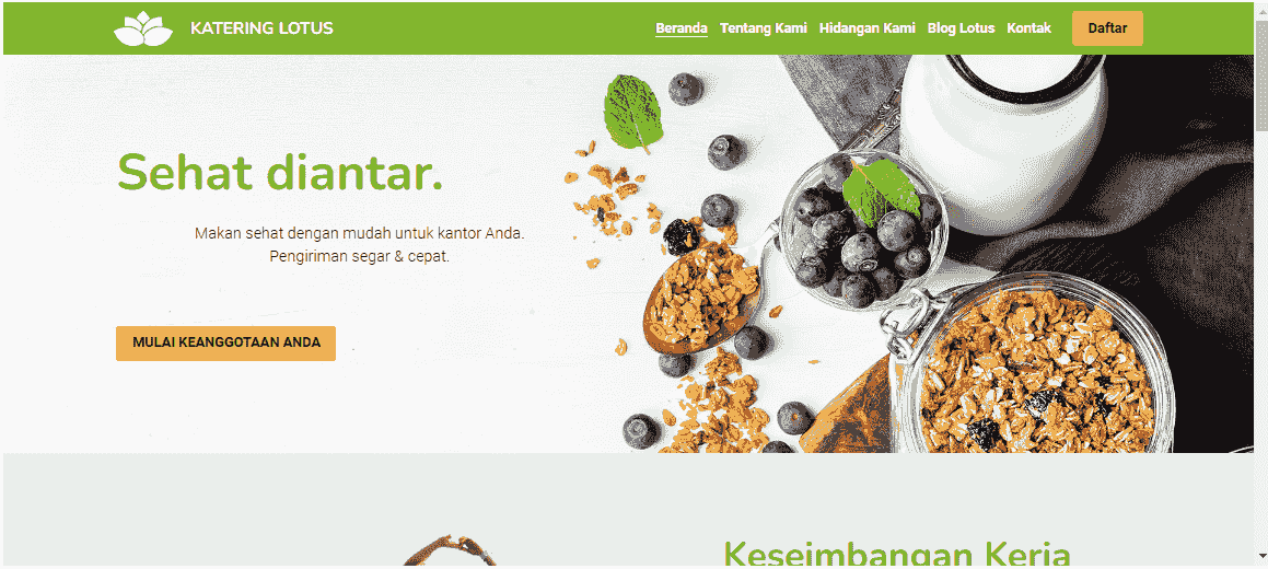 Template Katering Lotus dari Strikingly