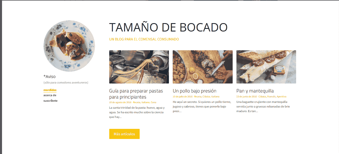 Plantilla de blog de tamaño byte de Strikingly
