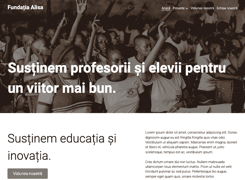 Șablon de site nonprofit al Fundației Alisa de la Strikingly