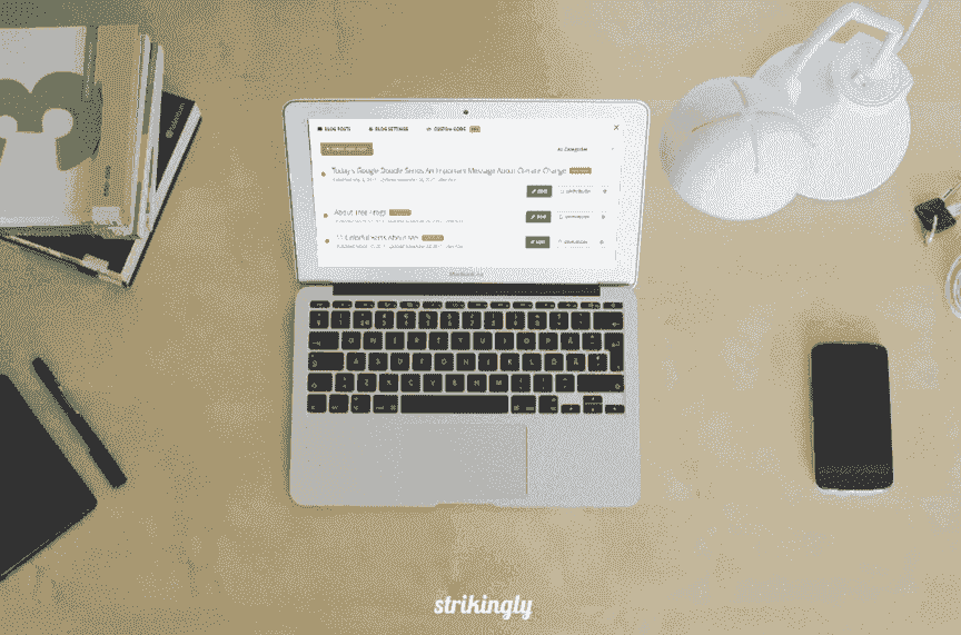 Sekcja prostego bloga w Strikingly