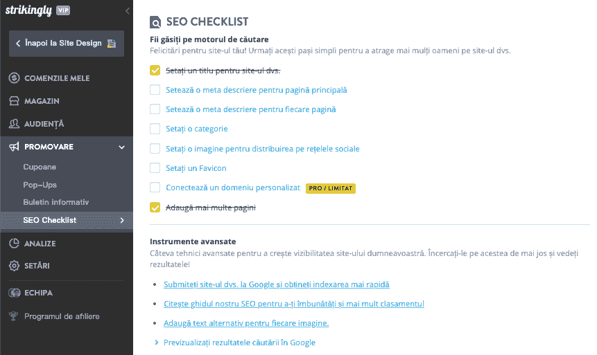 Rolul Strikingly în promovarea pe rețelele sociale - Optimizare SEO