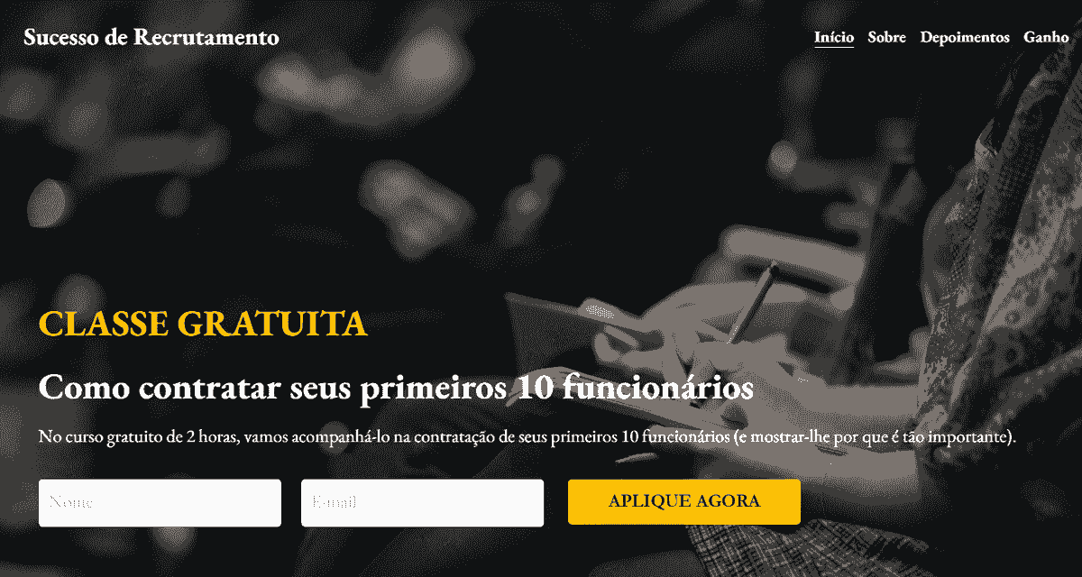 Modelo de sucesso do recrutador da Strikingly
