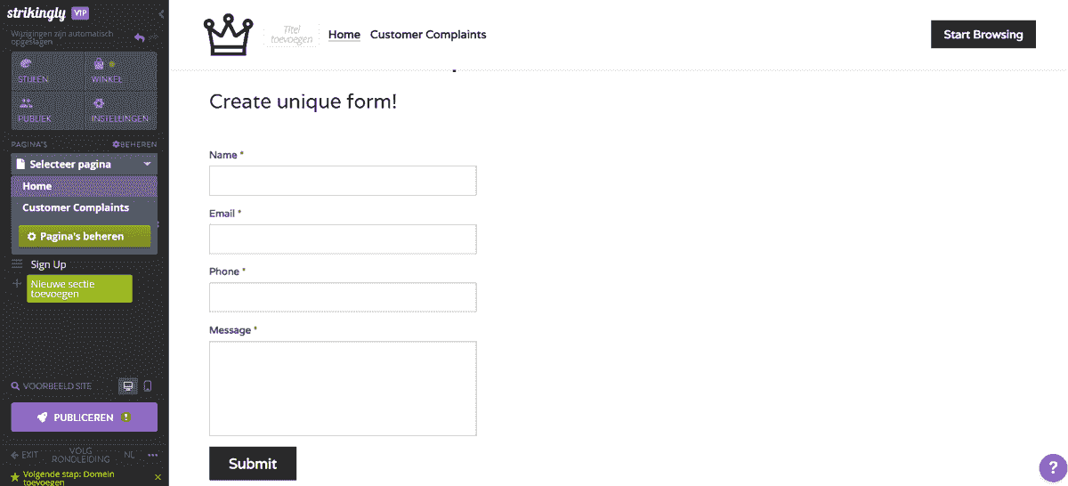 Beheer klachten van klanten - Registreer en volg feedback van klanten door een aangepast formulier in te sluiten