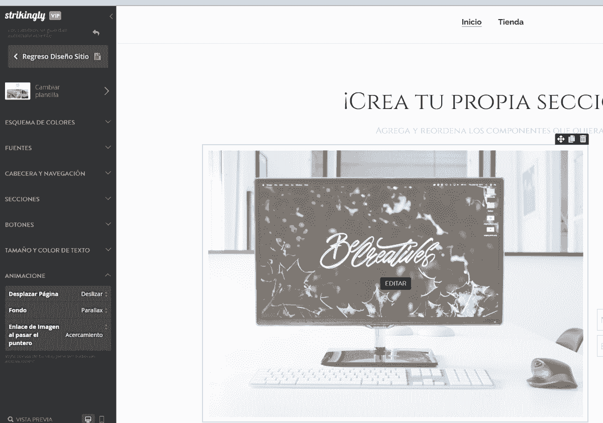 Editor de sitios web sorprendente