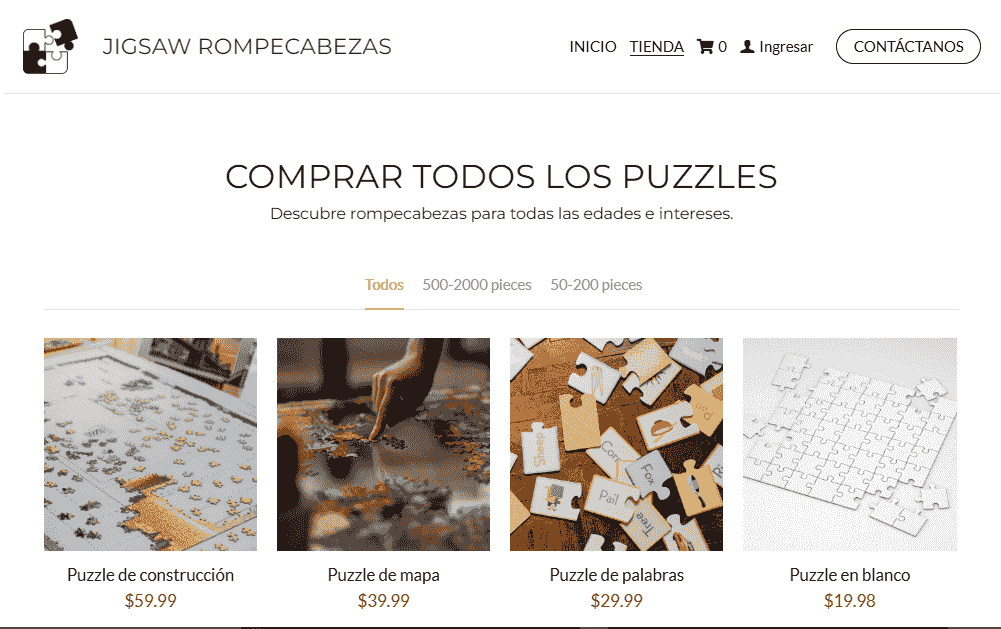 Plantilla de rompecabezas de Strikingly