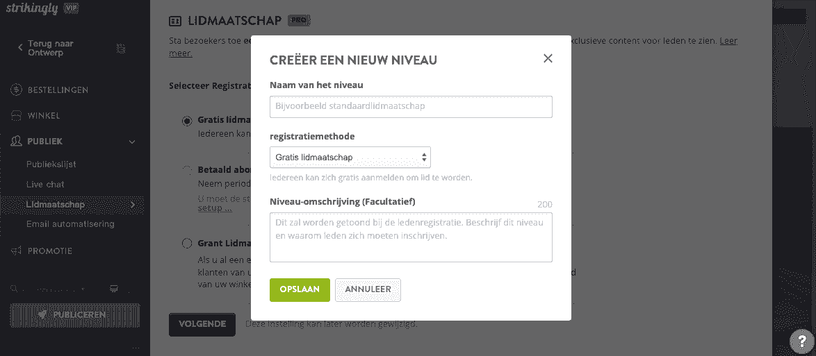 Aangepast lidmaatschap voor winkelklanten voor e-commerce websites