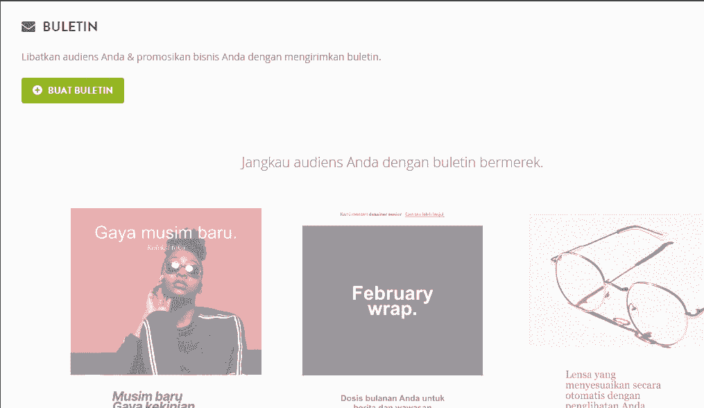 Strikingly - Fitur Buletin