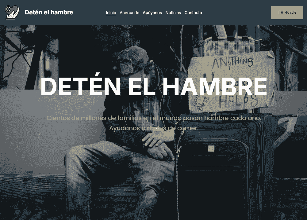 Plantilla para detener el hambre de Strikingly