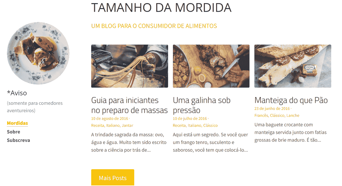 Modelo de blog de tamanho byte da Strikingly