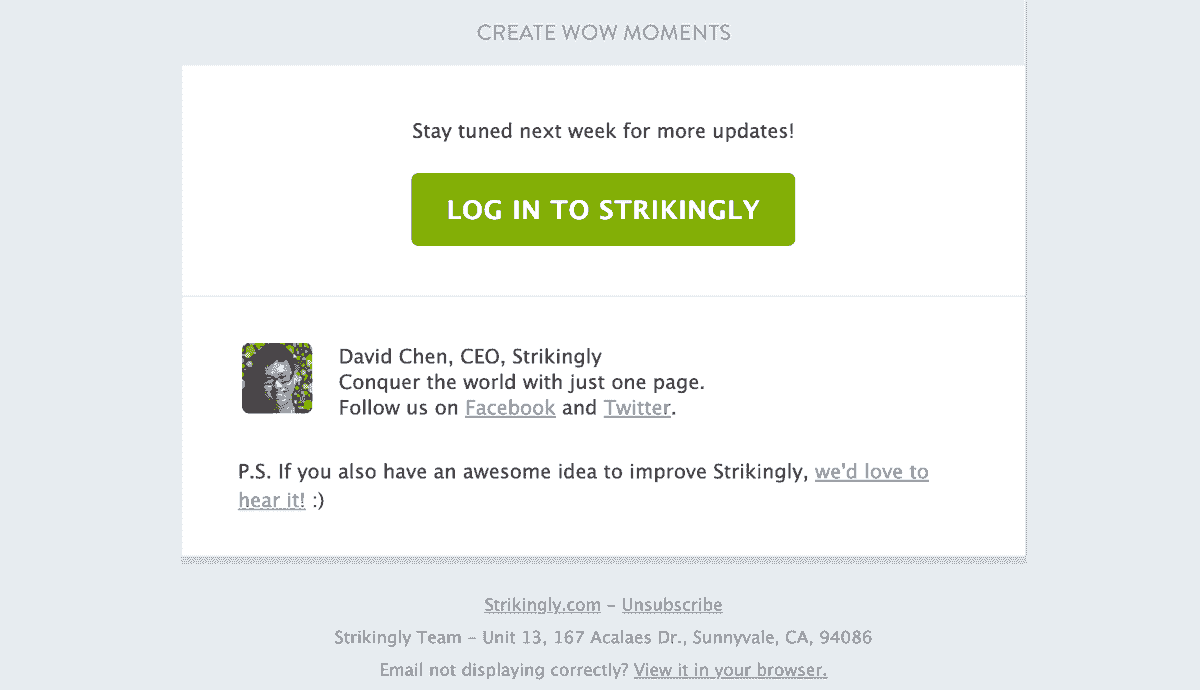 Strikingly Email Sign Off