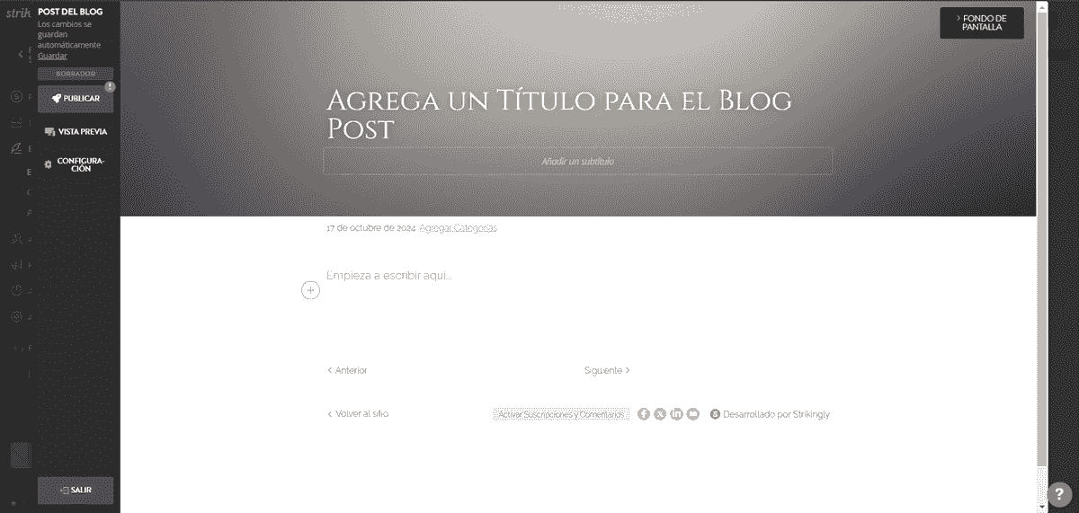 Escribe tu Primer Blog Entrada