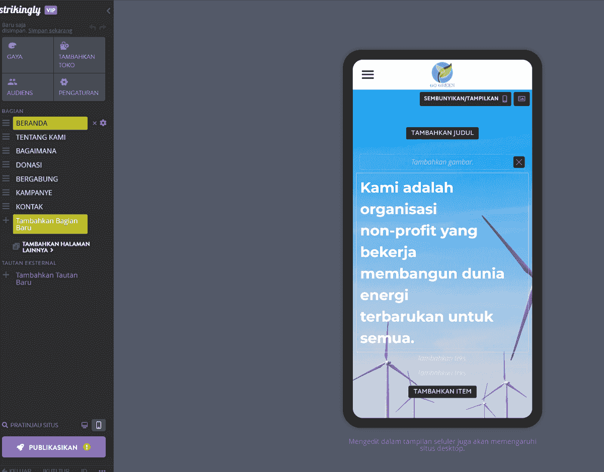 Buat Situs Web Nirlaba di Strikingly - Pastikan konten Anda ramah seluler